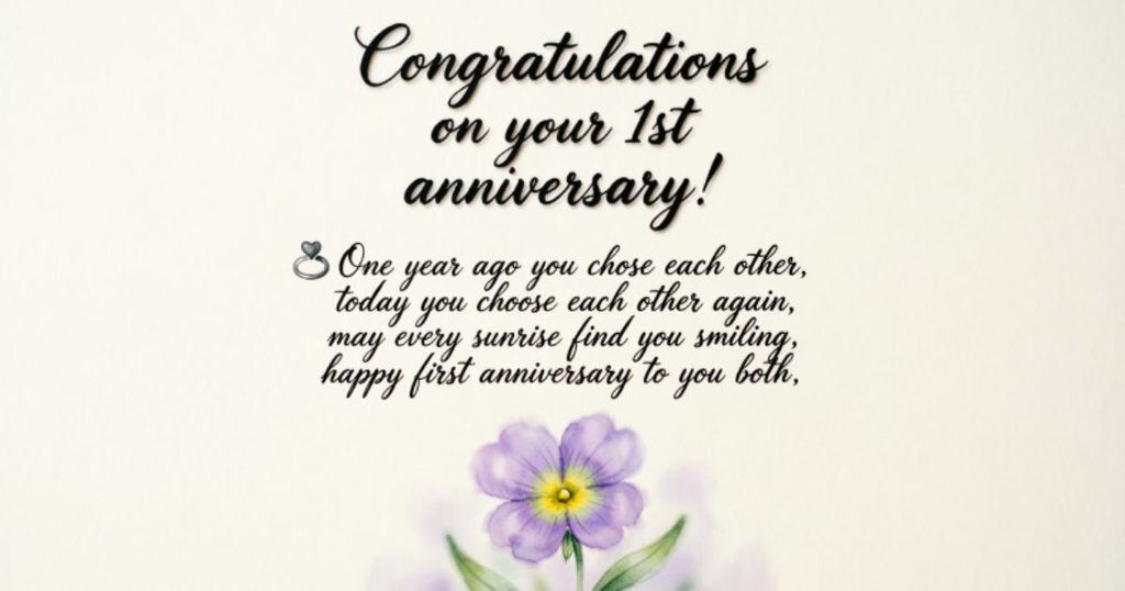 First Wedding Anniversary Wishes for Couple